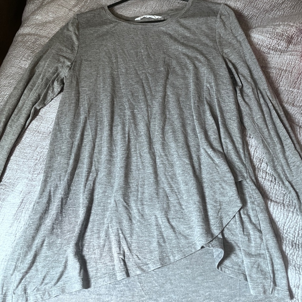 Super soft and stretchy plain light gray long sleeve shirt